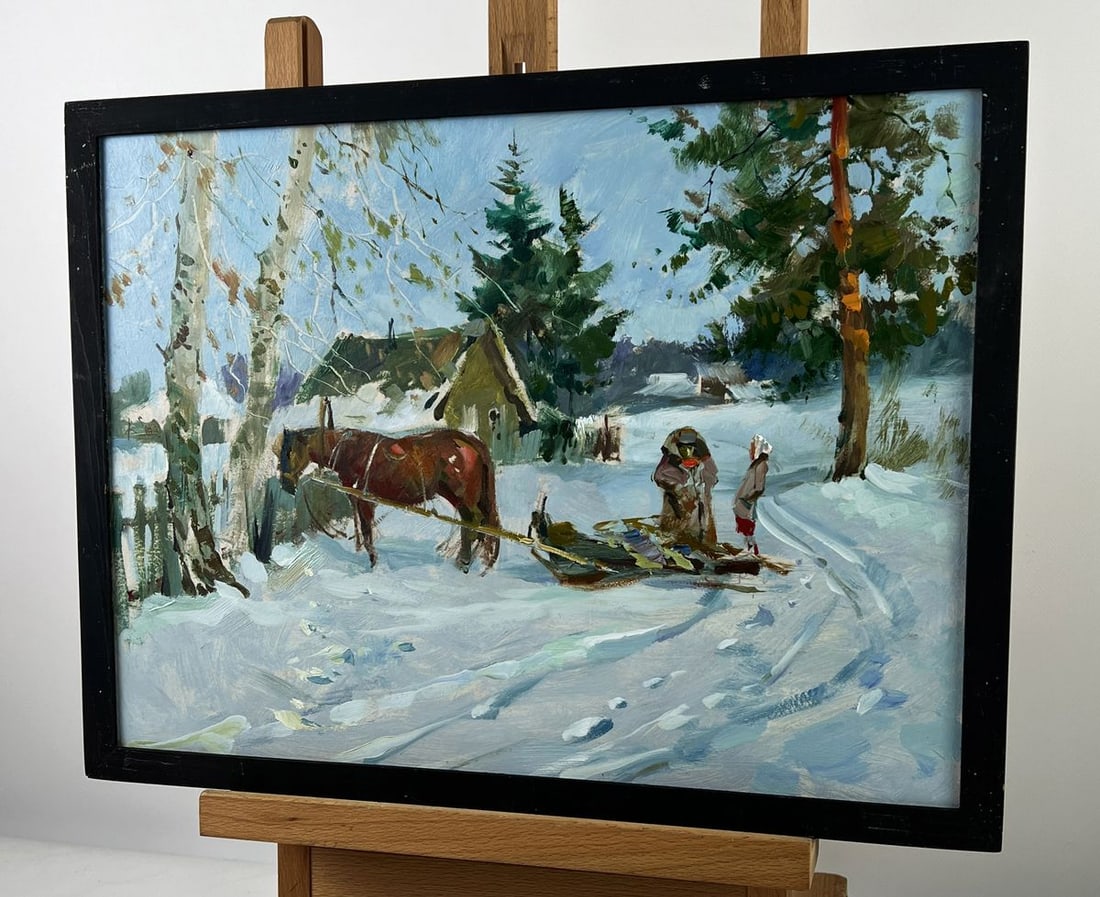 Oil painting Road to the Winter Village Yuriy Suprunchuk - 2