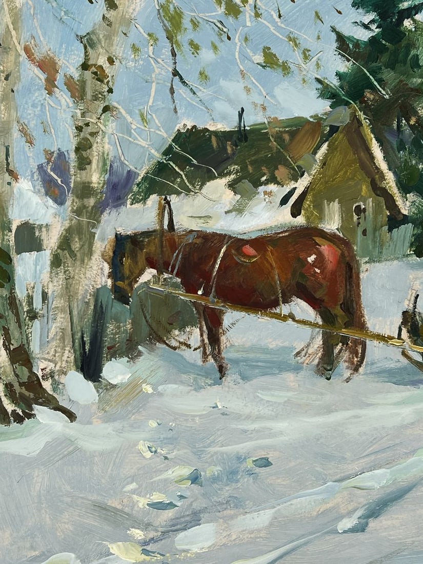 Oil painting Road to the Winter Village Yuriy Suprunchuk - 5