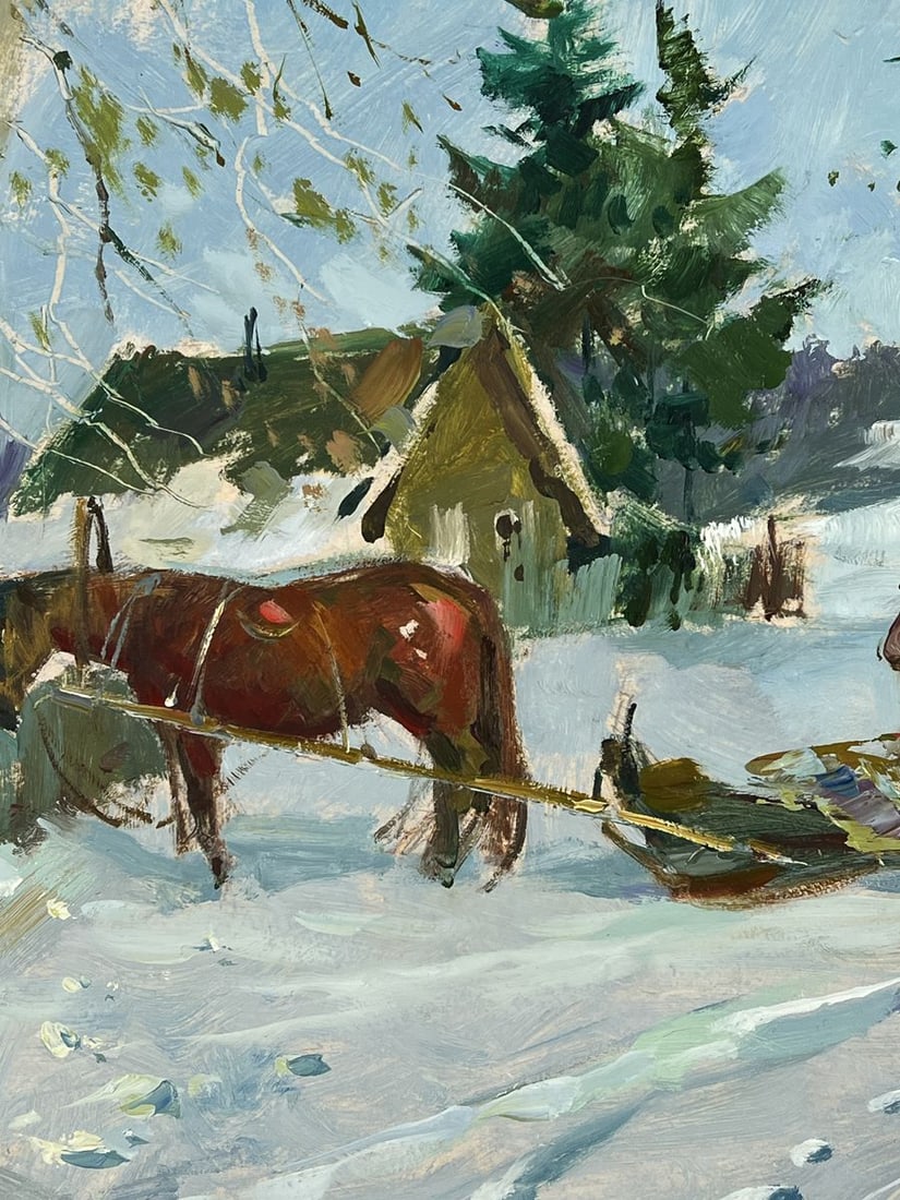 Oil painting Road to the Winter Village Yuriy Suprunchuk - 6