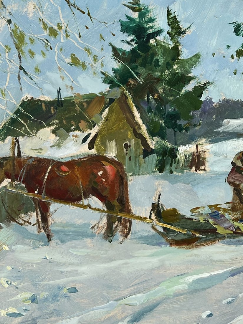 Oil painting Road to the Winter Village Yuriy Suprunchuk - 7
