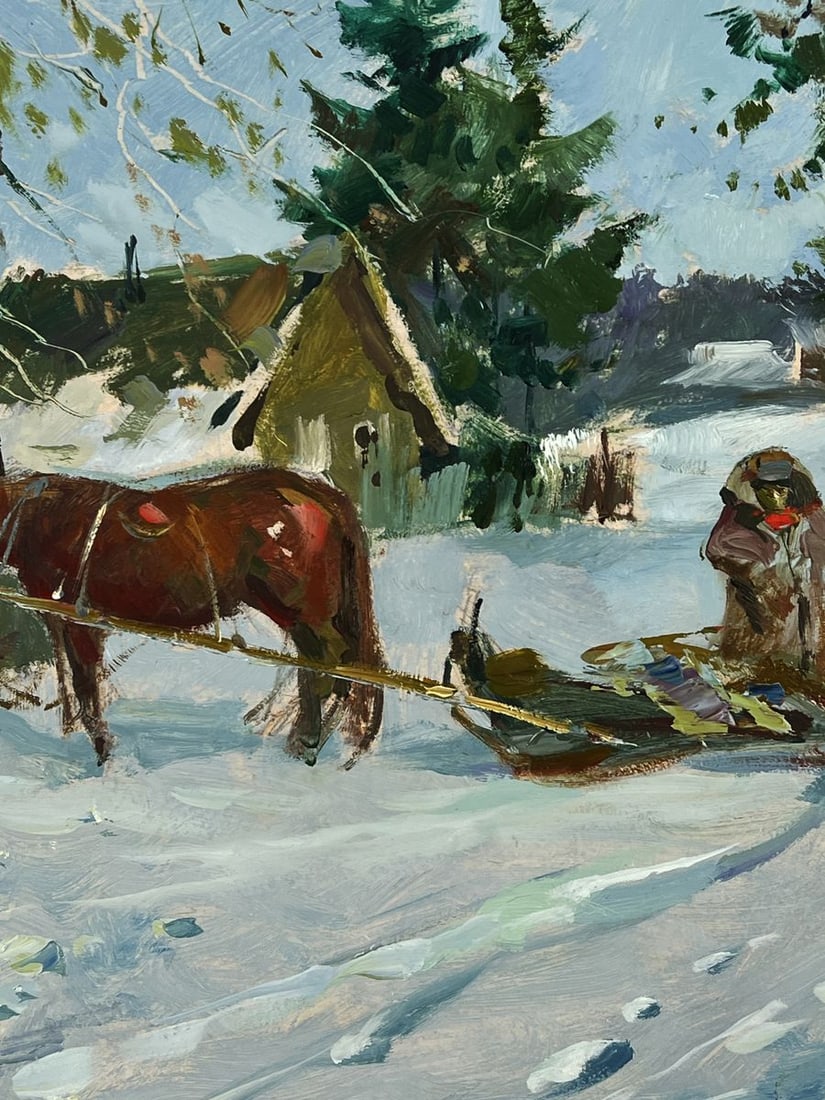 Oil painting Road to the Winter Village Yuriy Suprunchuk - 8