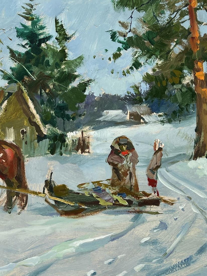Oil painting Road to the Winter Village Yuriy Suprunchuk - 9