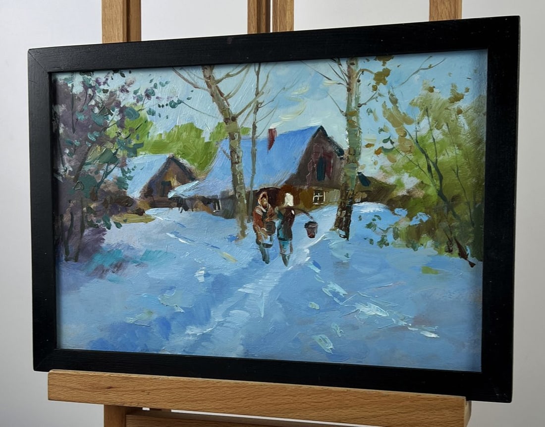 Oil painting Weekdays in the Village in Winter Yuriy Suprunchuk - 2