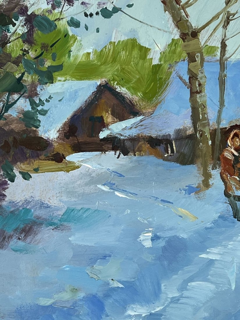 Oil painting Weekdays in the Village in Winter Yuriy Suprunchuk - 4