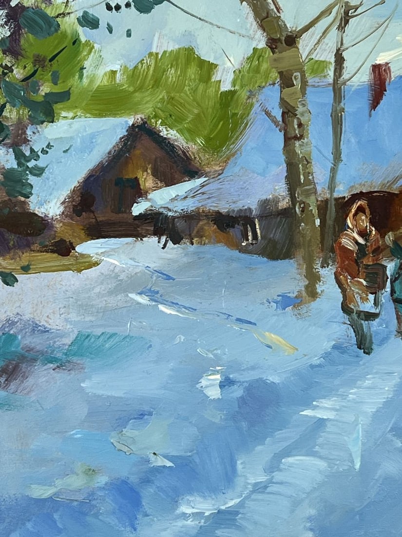 Oil painting Weekdays in the Village in Winter Yuriy Suprunchuk - 5