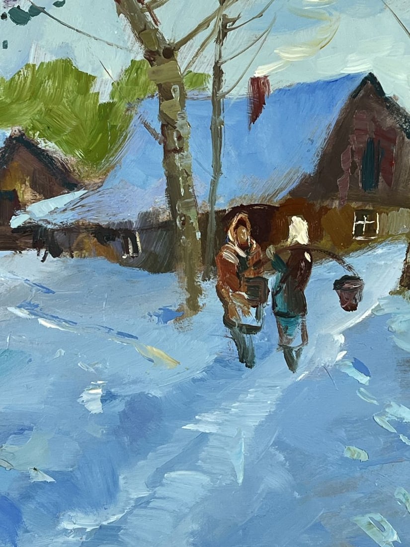 Oil painting Weekdays in the Village in Winter Yuriy Suprunchuk - 6