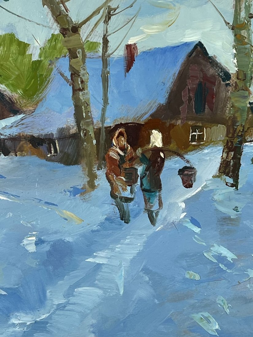 Oil painting Weekdays in the Village in Winter Yuriy Suprunchuk - 7