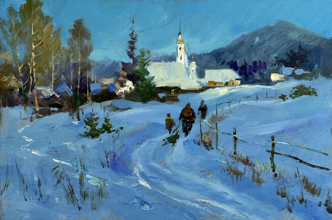 Oil painting The village was covered with snow Yuriy Suprunchuk - 3