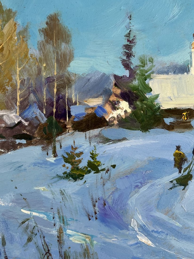 Oil painting The village was covered with snow Yuriy Suprunchuk - 4