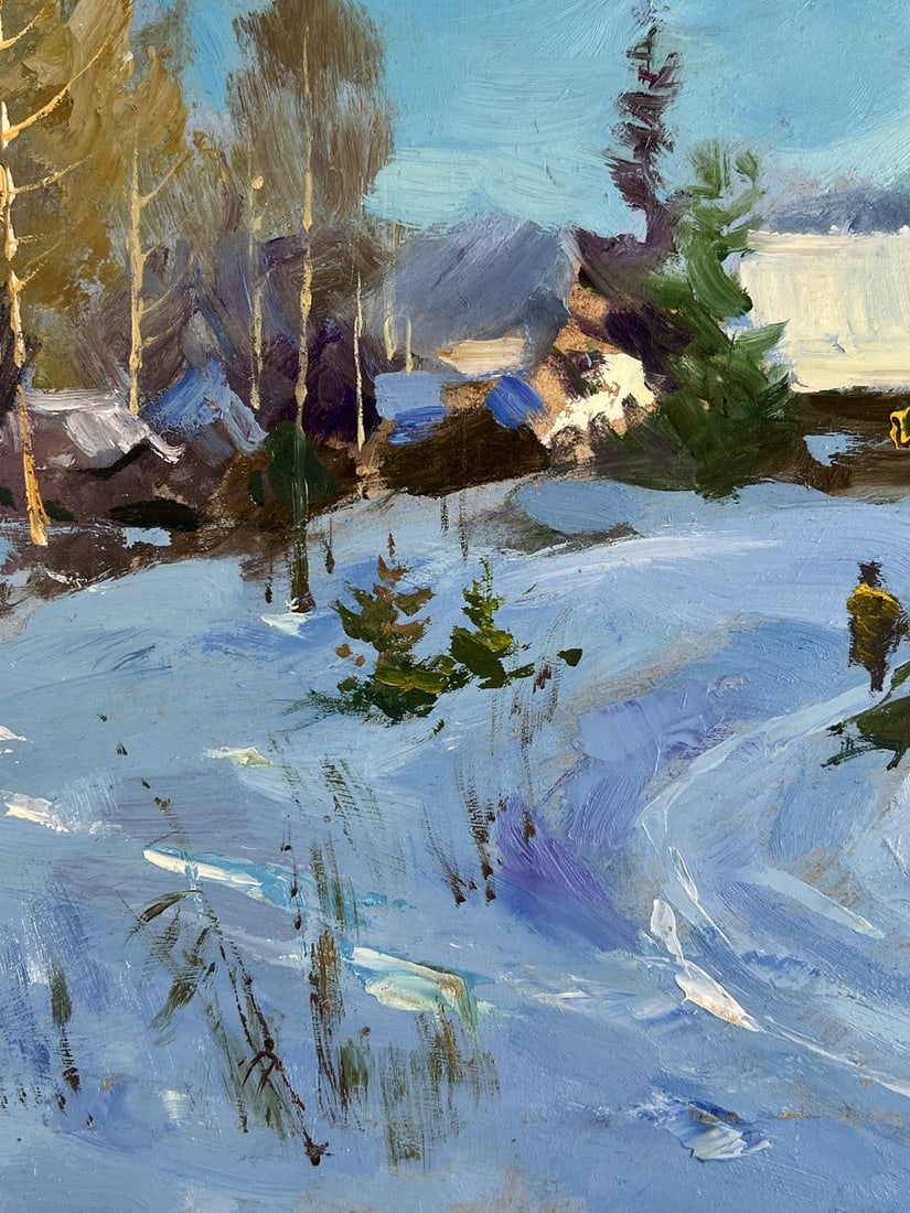 Oil painting The village was covered with snow Yuriy Suprunchuk - 5