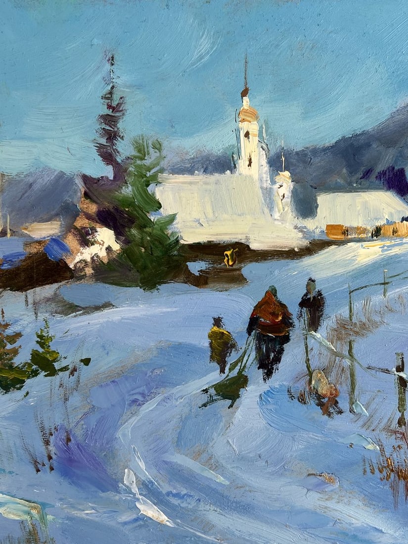 Oil painting The village was covered with snow Yuriy Suprunchuk - 6