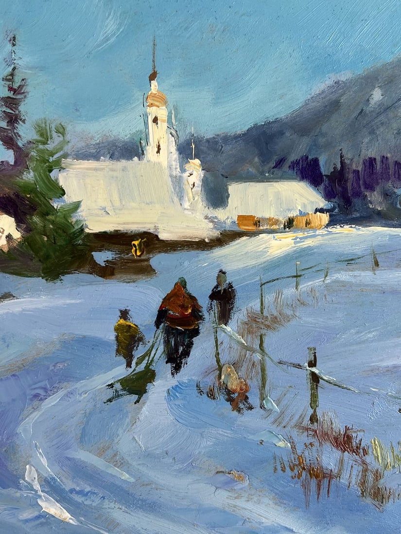 Oil painting The village was covered with snow Yuriy Suprunchuk - 8
