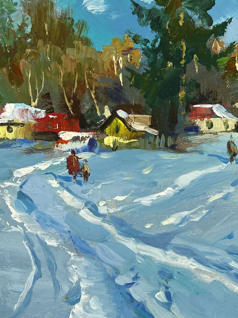 Oil painting Road to the Winter Village Yuriy Suprunchuk - 10