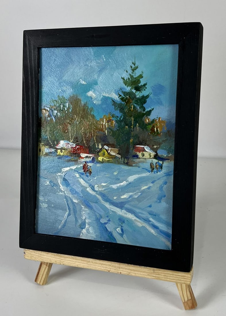Oil painting Road to the Winter Village Yuriy Suprunchuk - 2