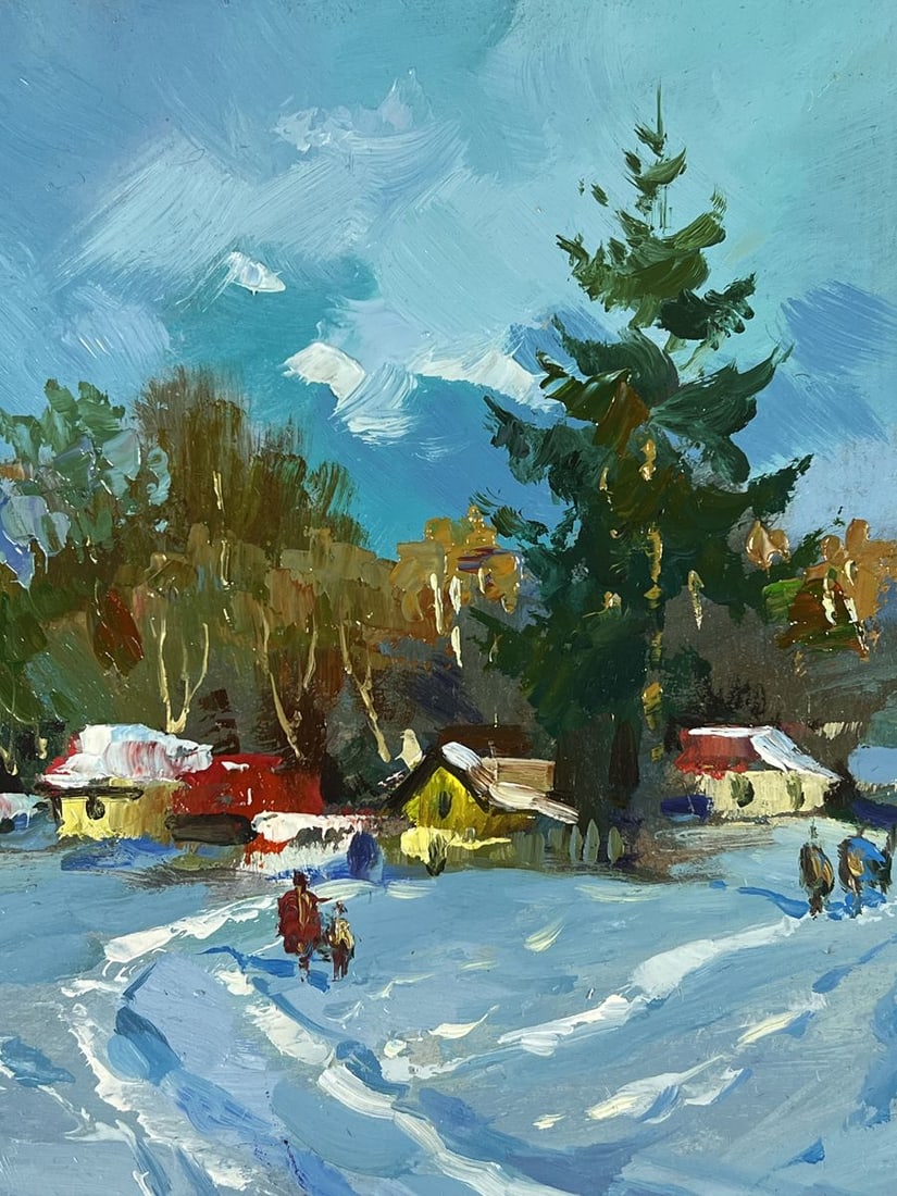 Oil painting Road to the Winter Village Yuriy Suprunchuk - 5
