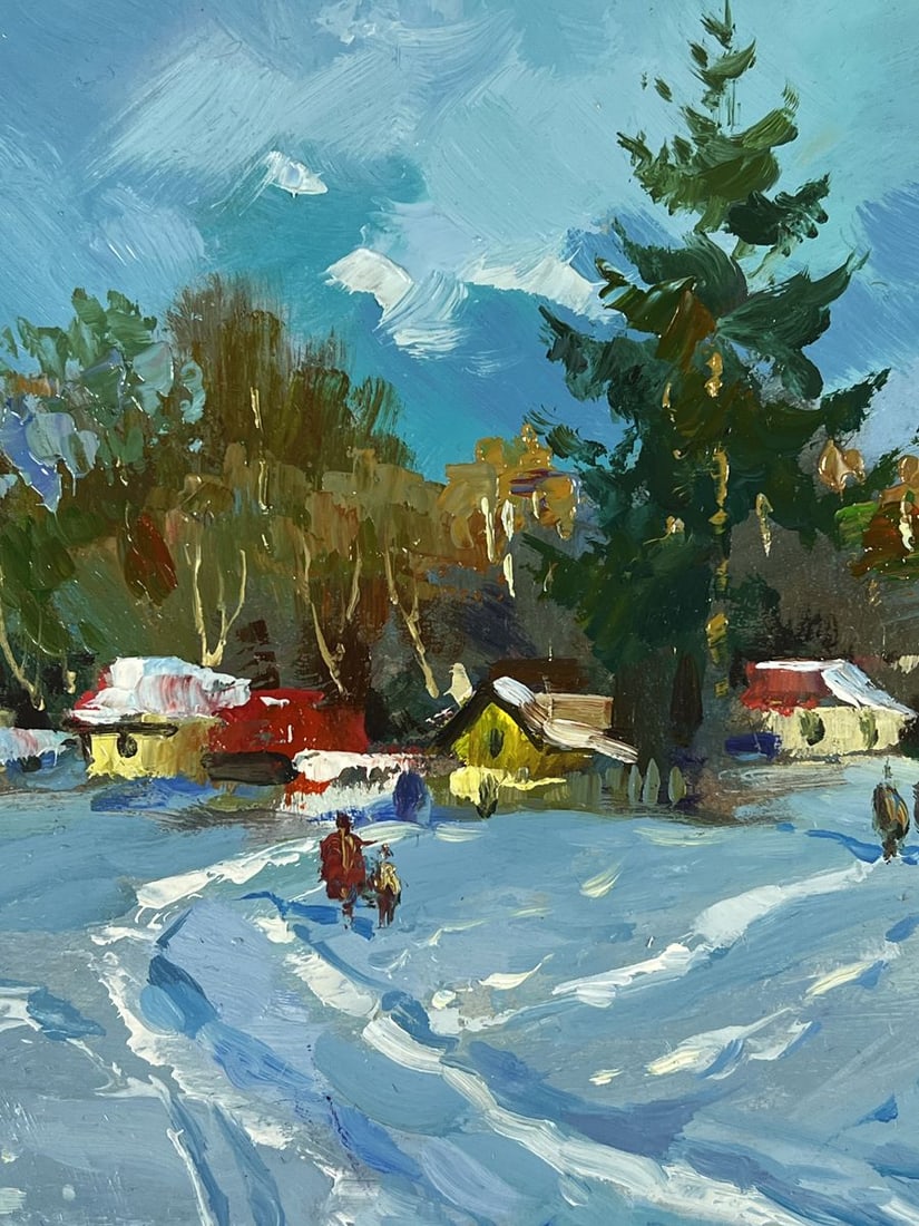 Oil painting Road to the Winter Village Yuriy Suprunchuk - 6