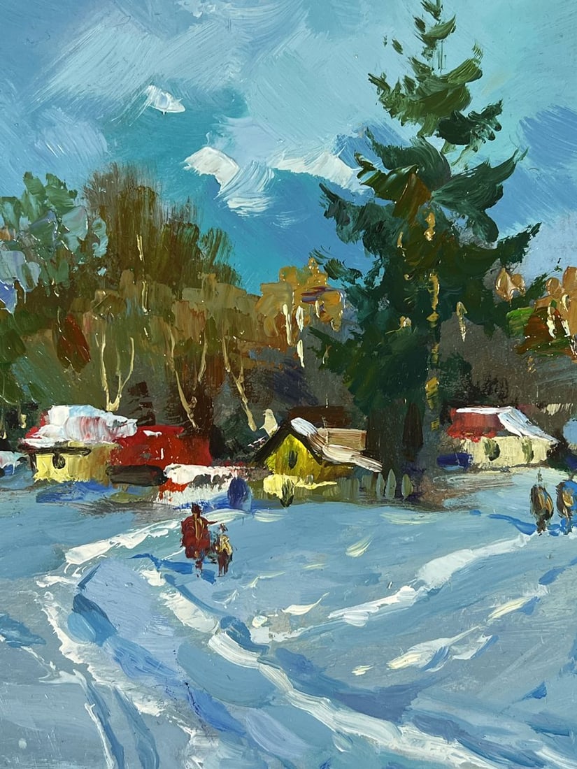 Oil painting Road to the Winter Village Yuriy Suprunchuk - 7