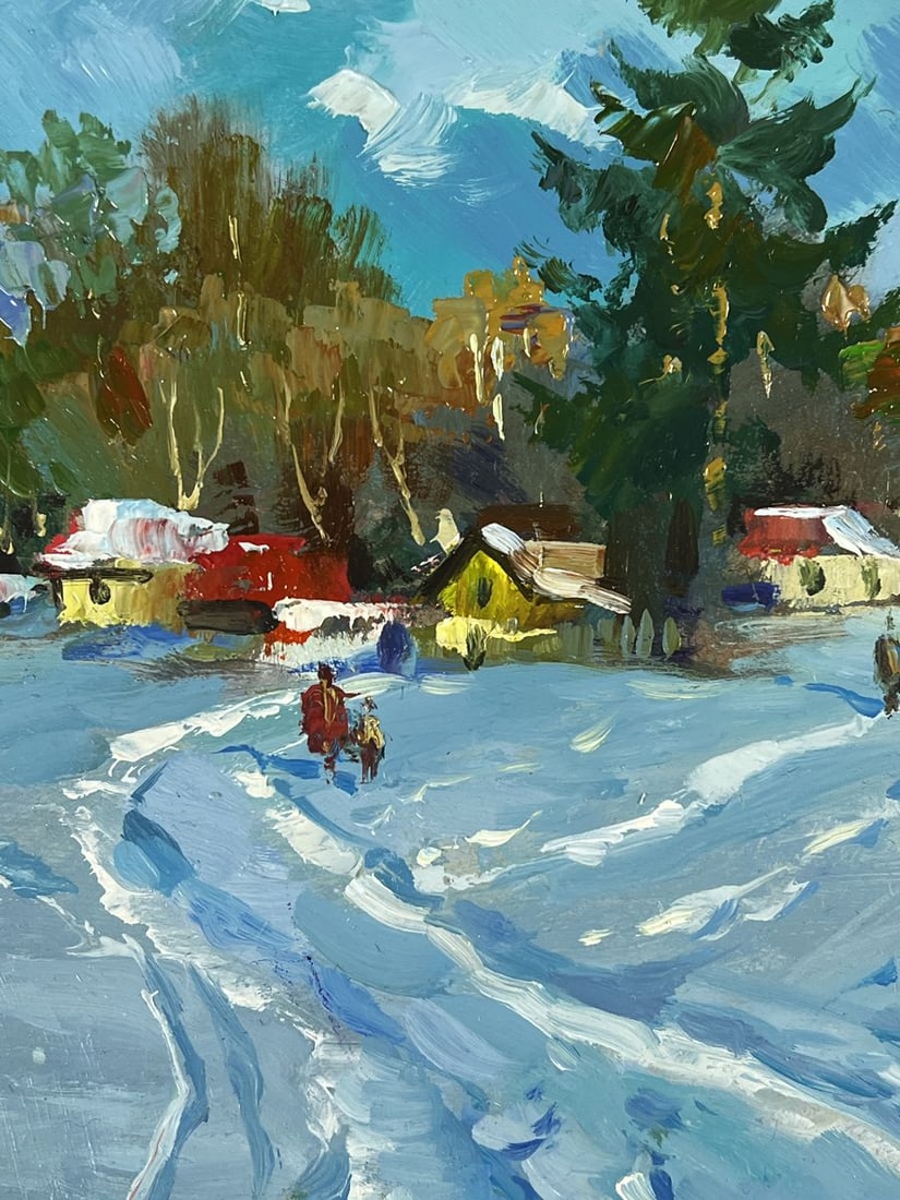 Oil painting Road to the Winter Village Yuriy Suprunchuk - 8
