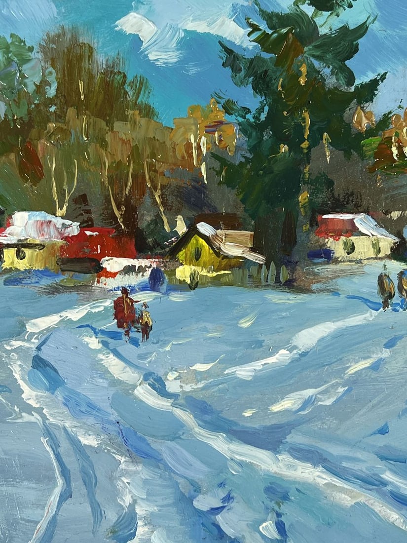 Oil painting Road to the Winter Village Yuriy Suprunchuk - 9