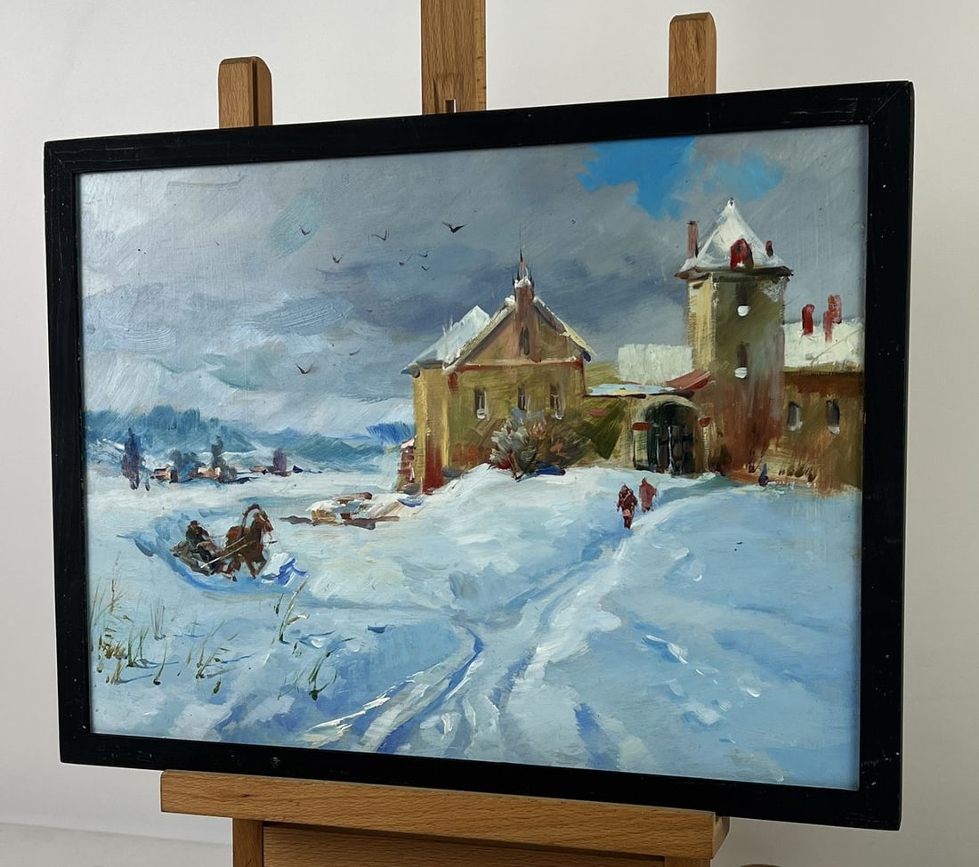Oil painting The Road to the Old Winter Village Yuriy Suprunchuk - 2