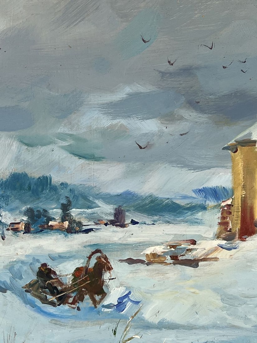 Oil painting The Road to the Old Winter Village Yuriy Suprunchuk - 4