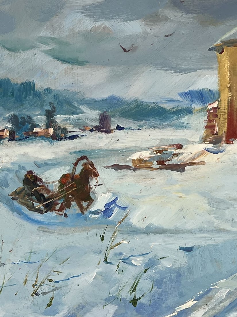 Oil painting The Road to the Old Winter Village Yuriy Suprunchuk - 5