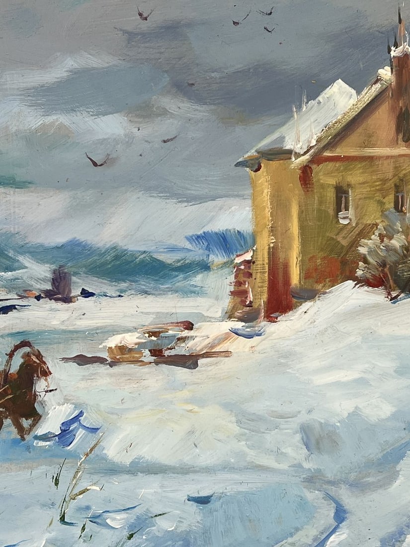 Oil painting The Road to the Old Winter Village Yuriy Suprunchuk - 6