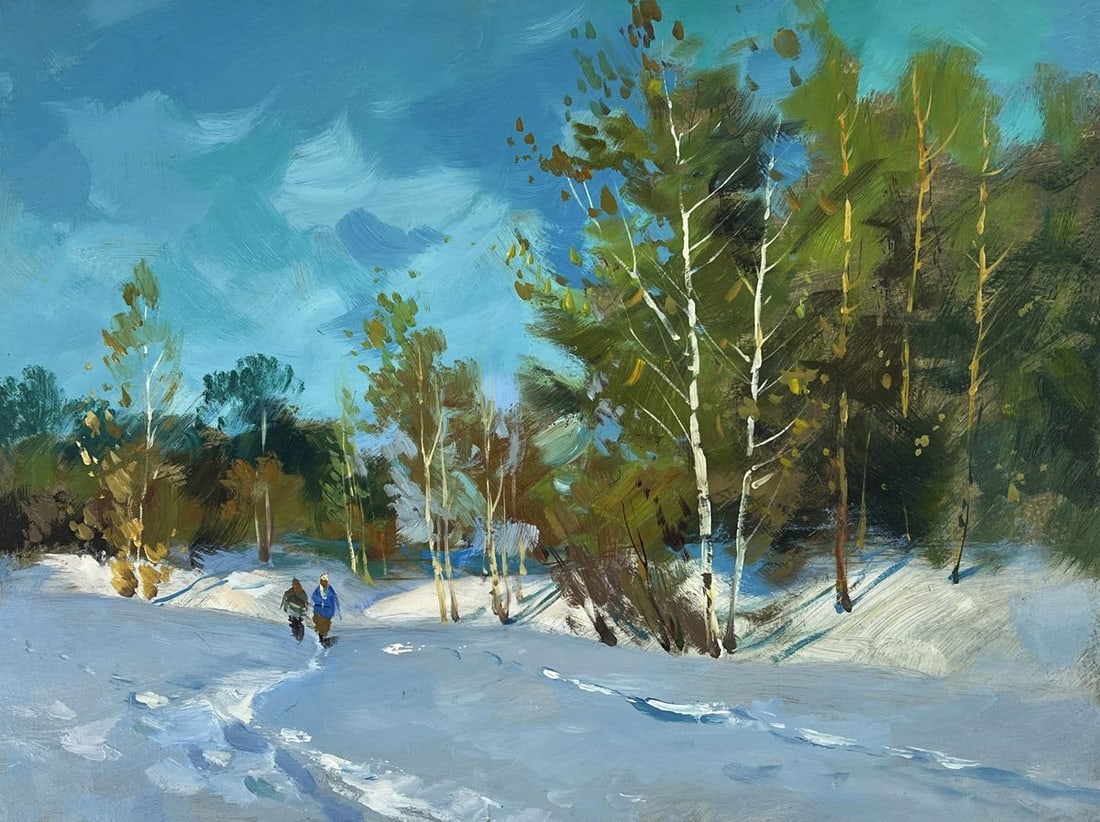 Oil painting Road in the Winter Forest Yuriy Suprunchuk - 3