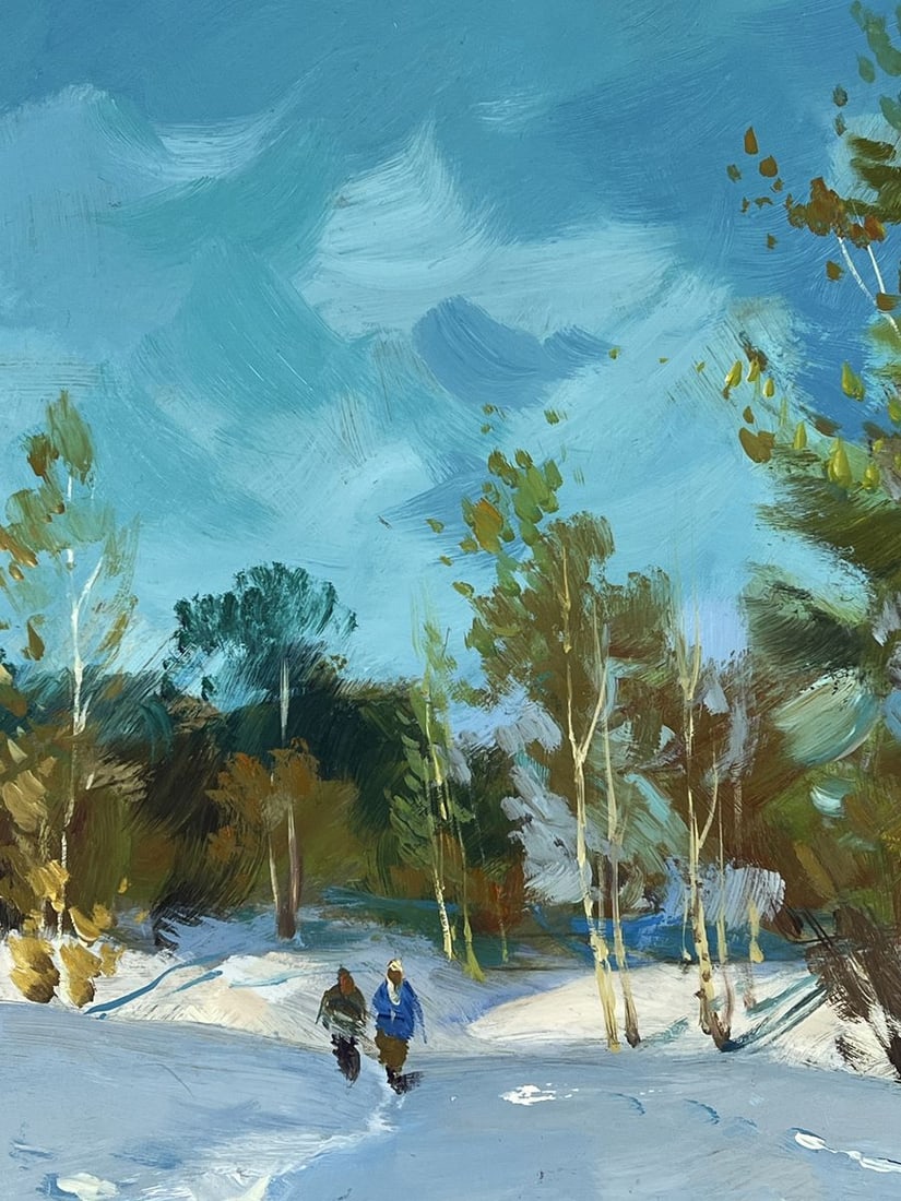 Oil painting Road in the Winter Forest Yuriy Suprunchuk - 4