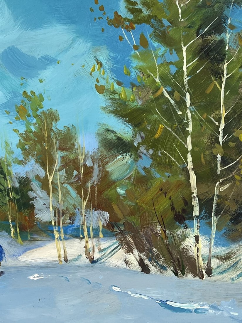 Oil painting Road in the Winter Forest Yuriy Suprunchuk - 7
