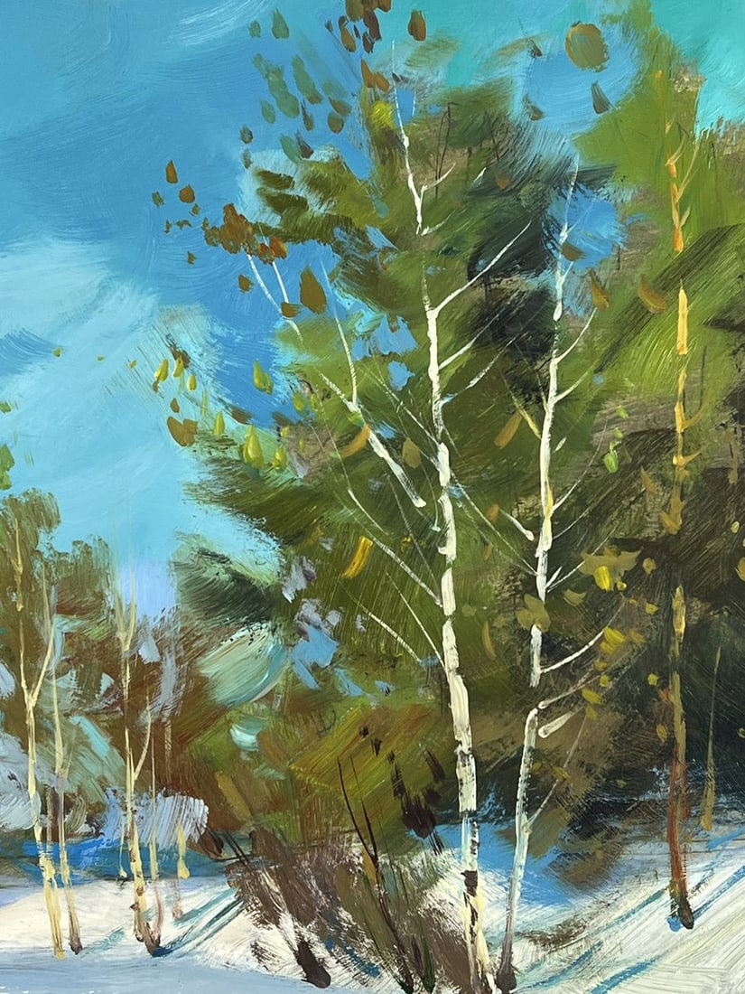 Oil painting Road in the Winter Forest Yuriy Suprunchuk - 8