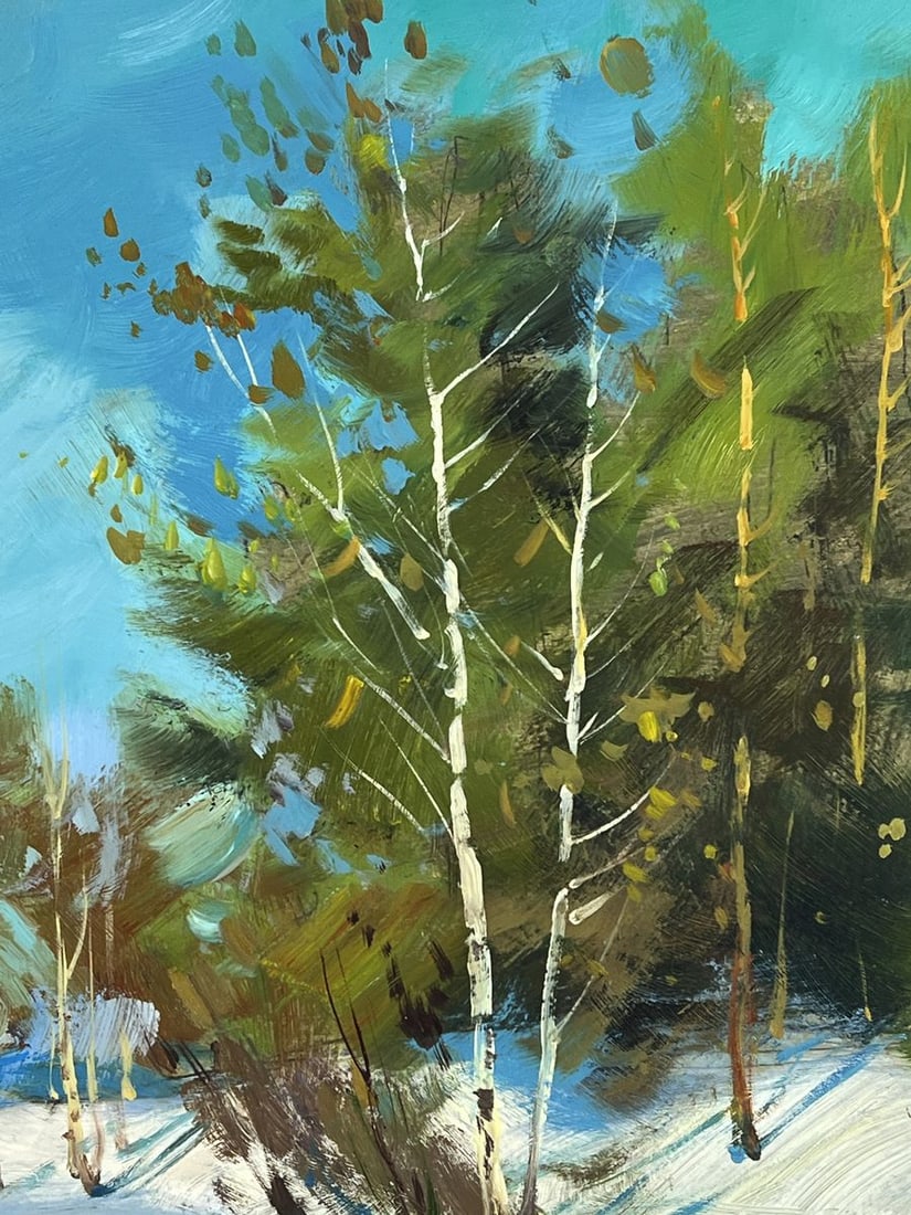 Oil painting Road in the Winter Forest Yuriy Suprunchuk - 9