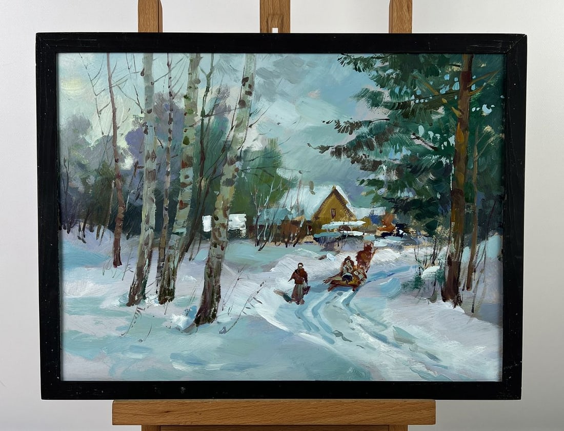 Oil painting Winter Road to the Village Yuriy Suprunchuk: Title: Oil painting Winter Road to the Village Yuriy Suprunchuk Description: No.AAA6576*** ABOUT THIS PAINTING **** TITLE: "Winter Road to the Village"* ARTISTS: Yuriy Suprunchuk* SIZE: 30x40 cm/11.81