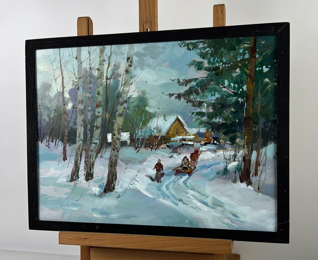 Oil painting Winter Road to the Village Yuriy Suprunchuk - 2