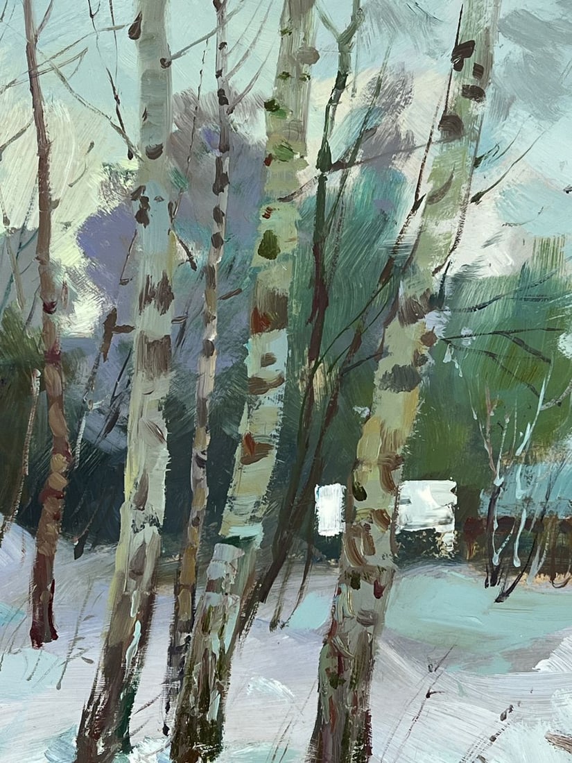 Oil painting Winter Road to the Village Yuriy Suprunchuk - 4