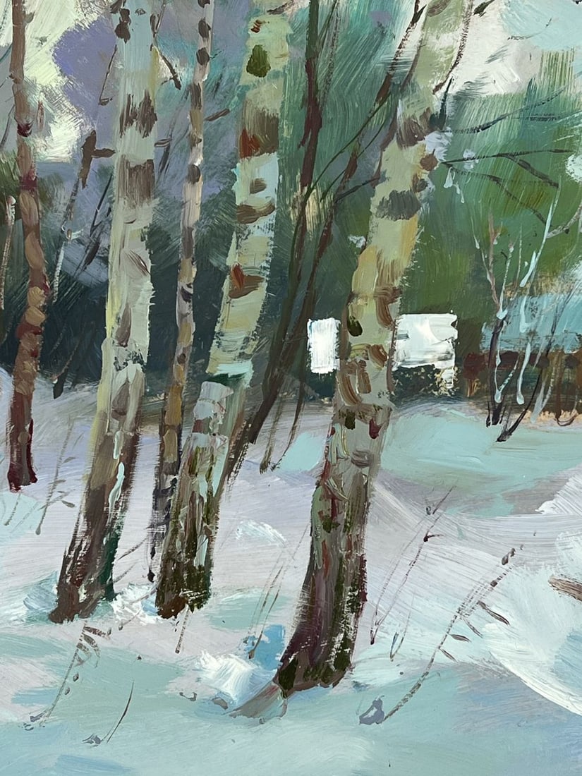 Oil painting Winter Road to the Village Yuriy Suprunchuk - 5