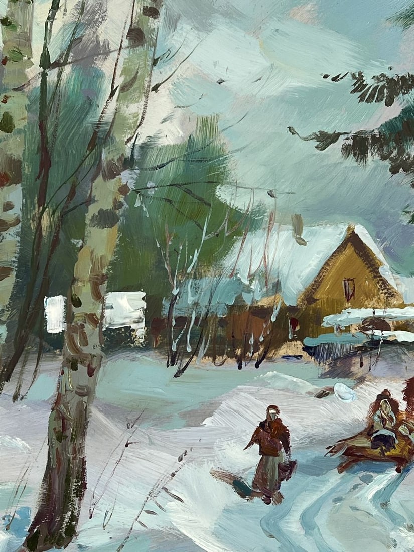 Oil painting Winter Road to the Village Yuriy Suprunchuk - 7