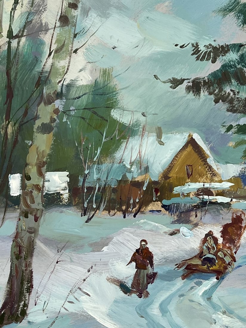 Oil painting Winter Road to the Village Yuriy Suprunchuk - 8