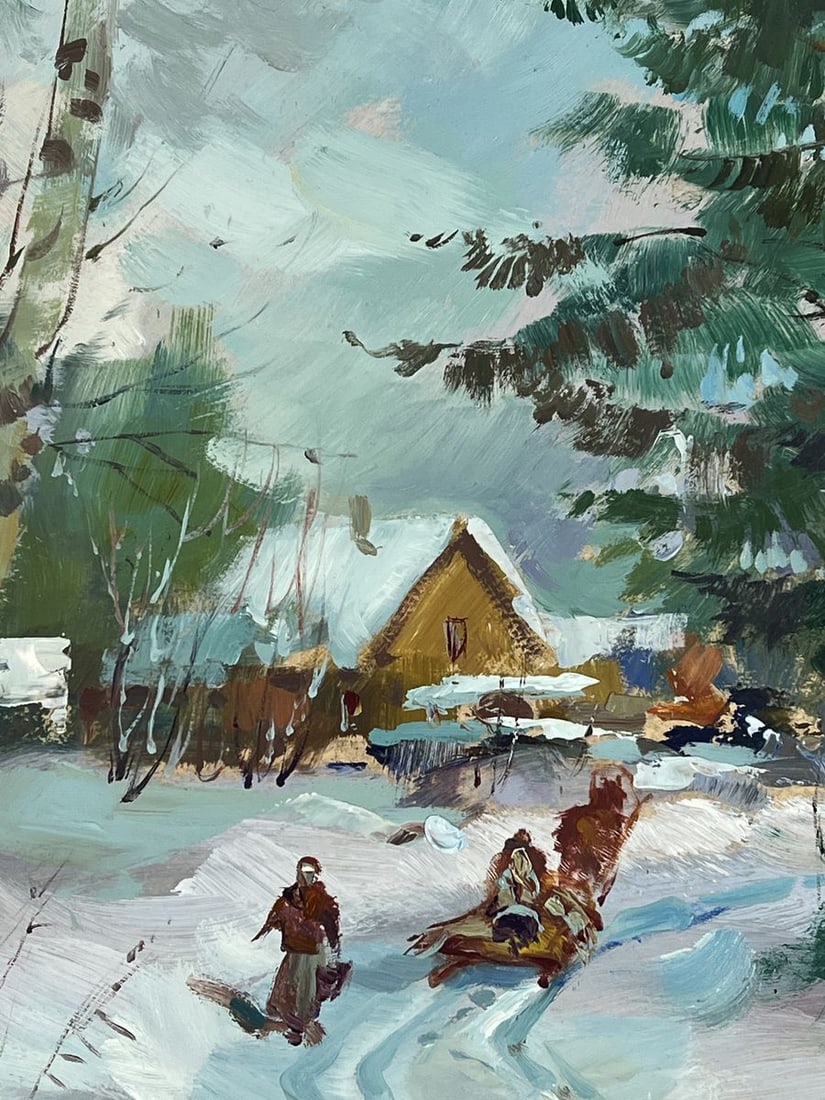 Oil painting Winter Road to the Village Yuriy Suprunchuk - 9