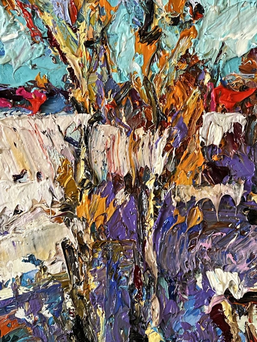 Oil painting Winter Village in the Forest Oksana Ivanyuk - 5