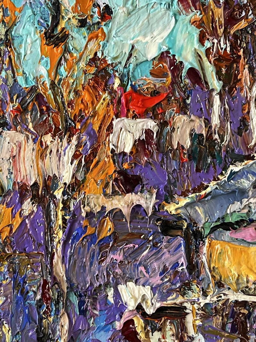 Oil painting Winter Village in the Forest Oksana Ivanyuk - 7