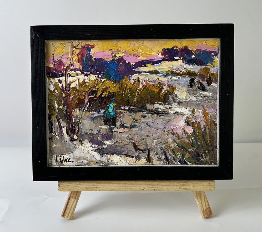 Oil painting Winter Fishing Among the Reeds Oksana Ivanyuk: Title: Oil painting Winter Fishing Among the Reeds Oksana Ivanyuk Description: No.AAA6596*** ABOUT THIS PAINTING **** TITLE: "Winter Fishing Among the Reeds"* ARTISTS: Oksana Ivanyuk* SIZE: 15x20 cm/5