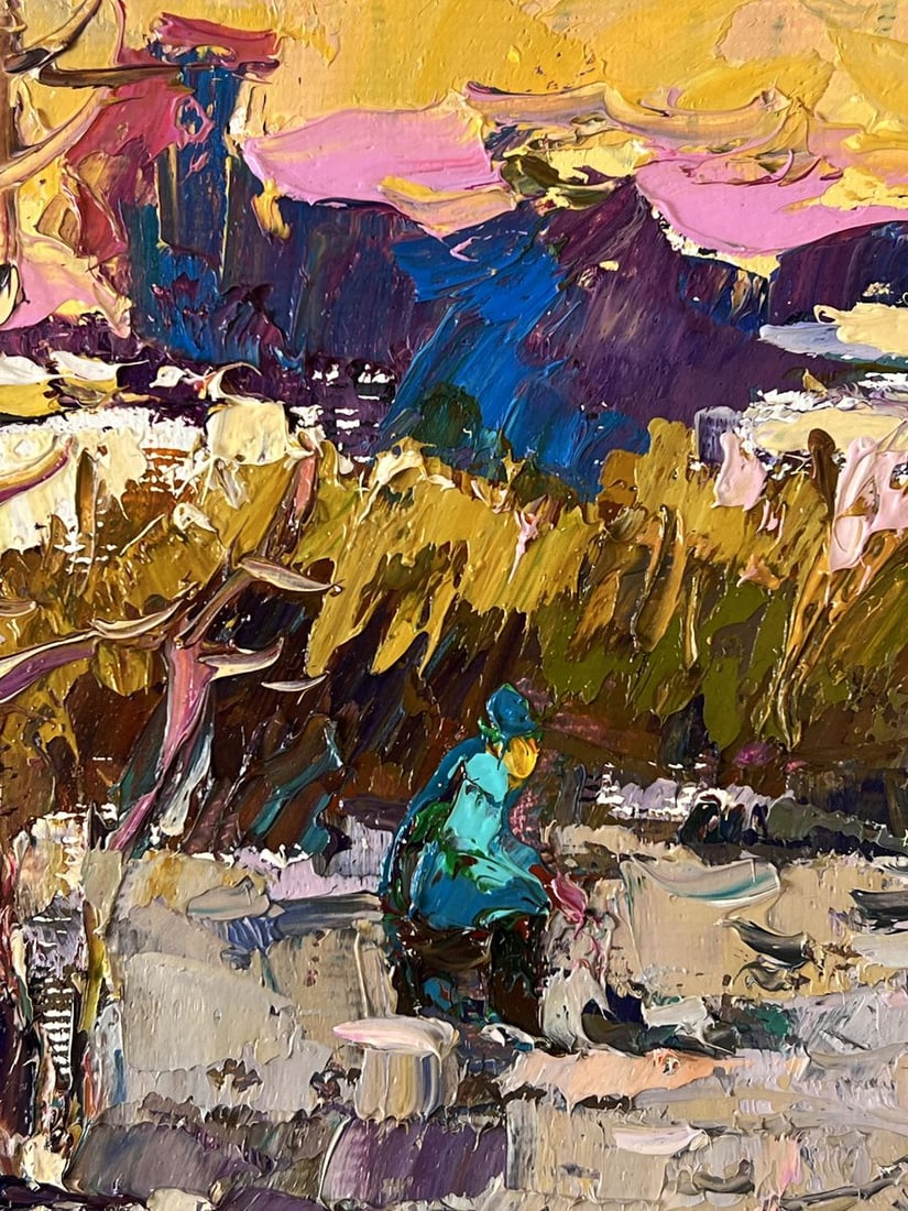 Oil painting Winter Fishing Among the Reeds Oksana Ivanyuk - 4