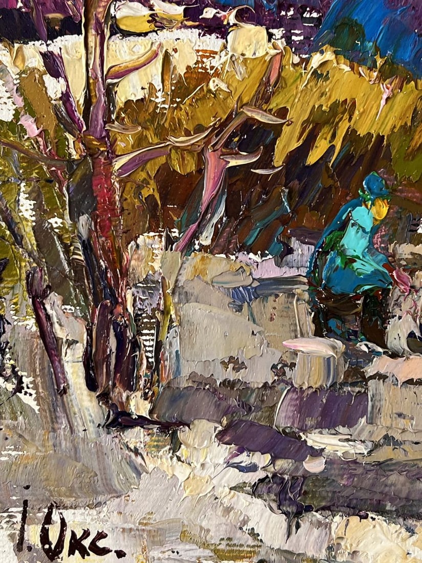 Oil painting Winter Fishing Among the Reeds Oksana Ivanyuk - 5