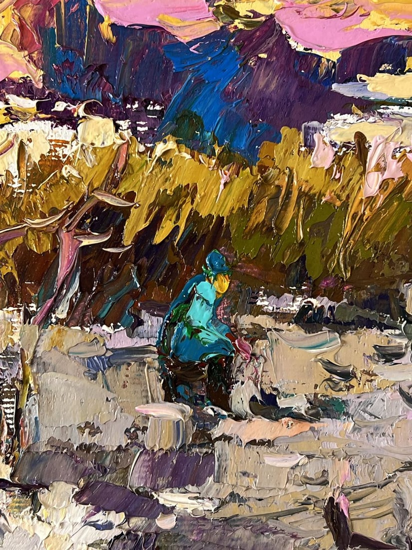 Oil painting Winter Fishing Among the Reeds Oksana Ivanyuk - 6