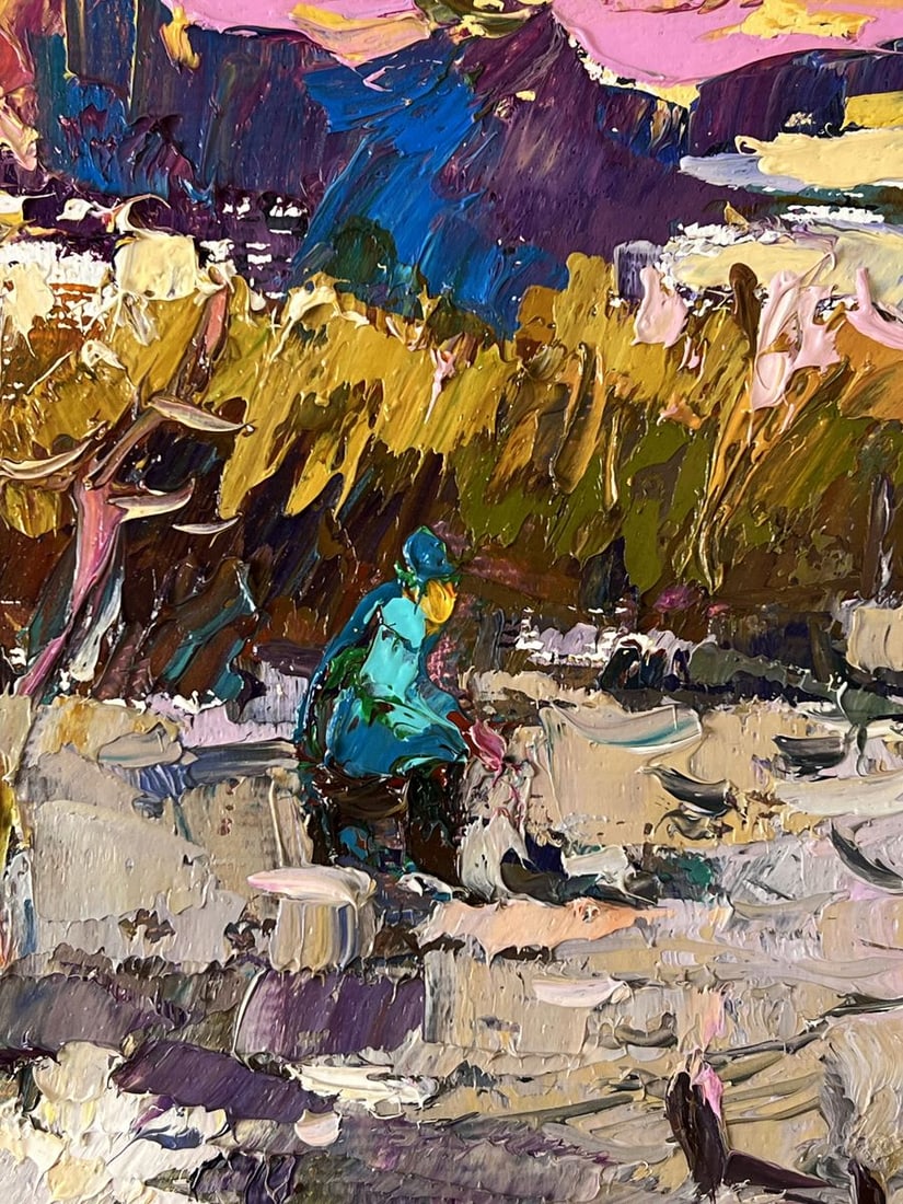 Oil painting Winter Fishing Among the Reeds Oksana Ivanyuk - 7