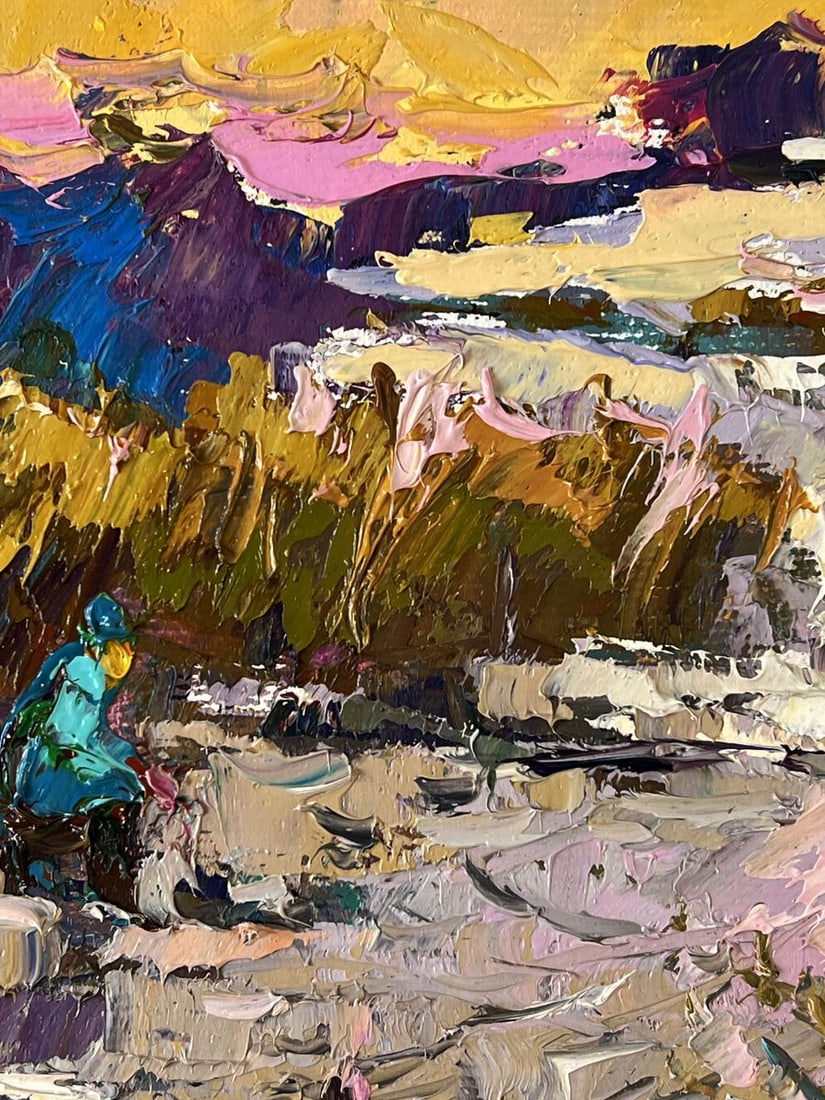 Oil painting Winter Fishing Among the Reeds Oksana Ivanyuk - 8