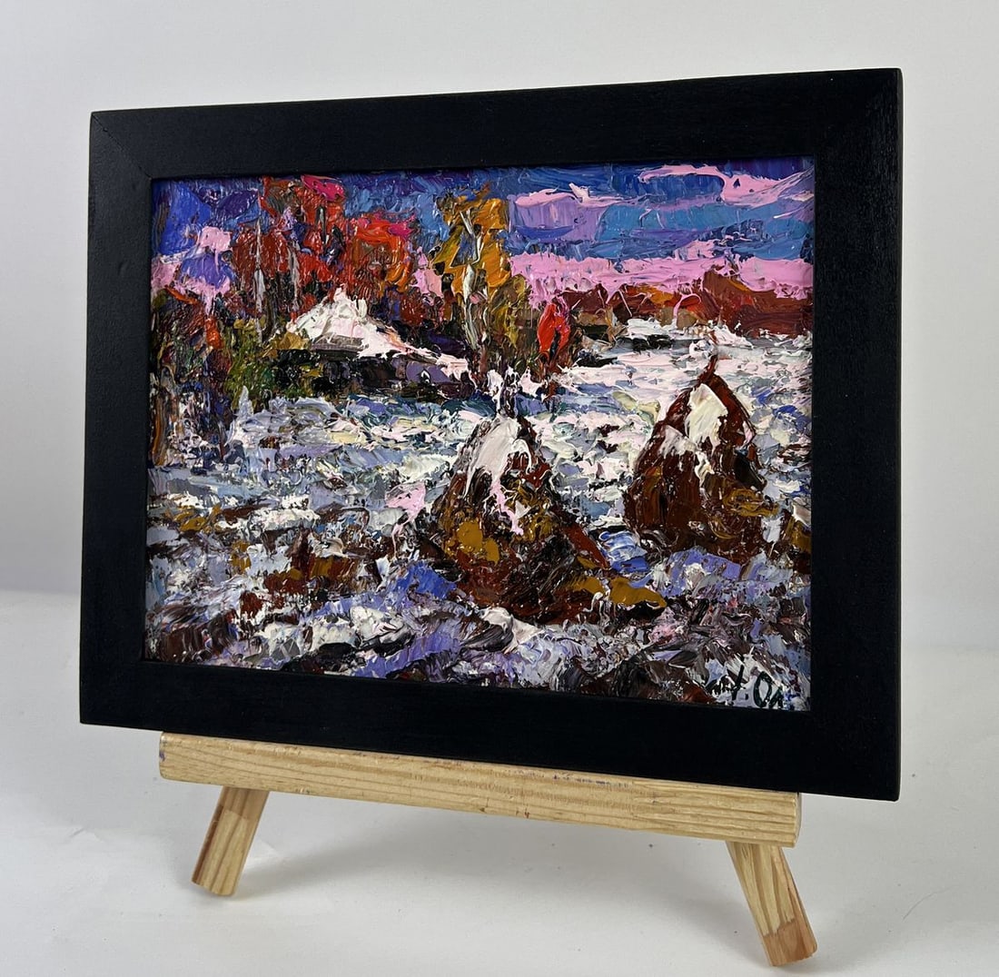 Oil painting Winter Snowy Field Oksana Ivanyuk - 2