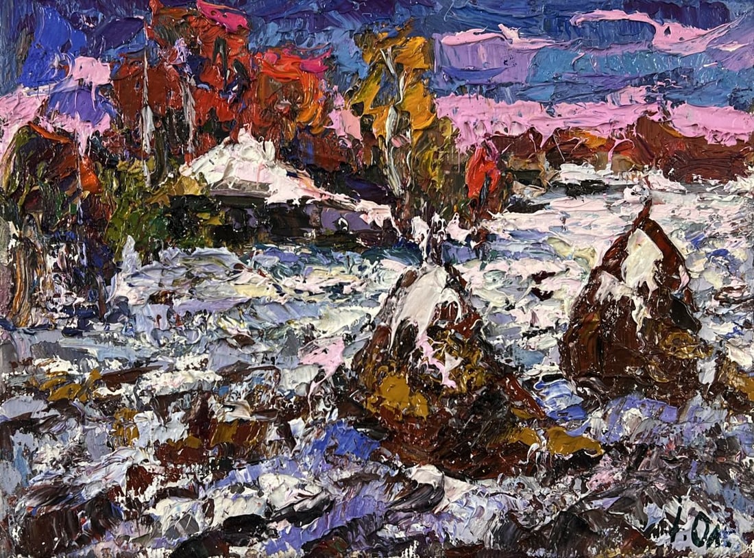 Oil painting Winter Snowy Field Oksana Ivanyuk - 3