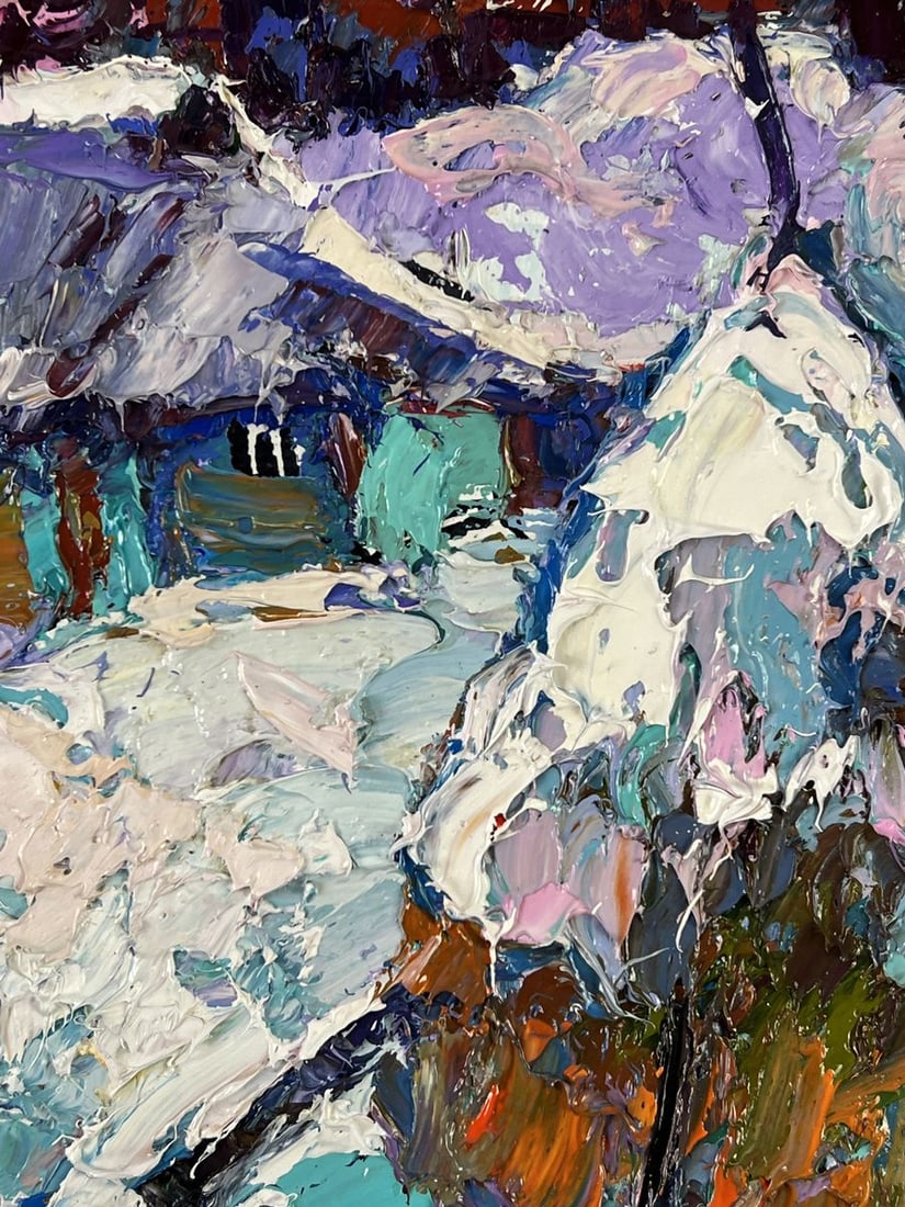 Oil painting Moonlit Night Over the Village Oksana Ivanyuk - 9